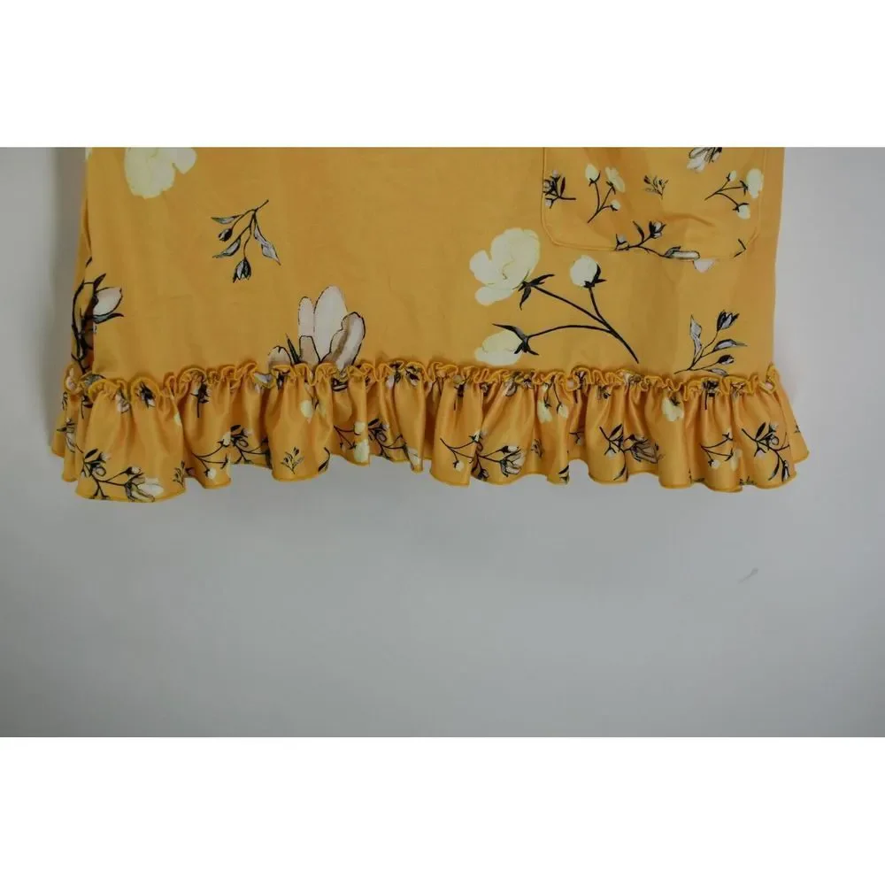 NWT Lilly Women's XL 3/4 Sleeve Long Stretch Dress Flower Print Ruffle Bottom - Picture 2 of 8